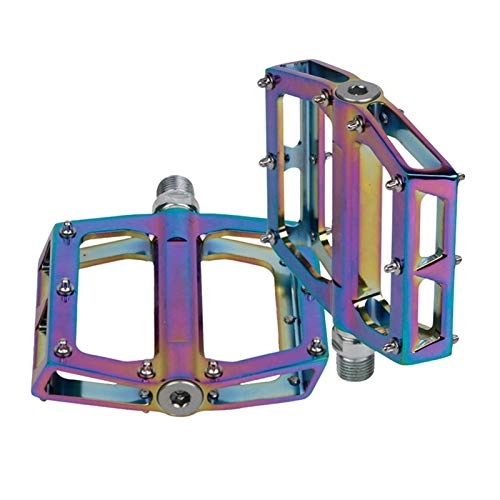 Mountain Bike Pedal : JINGGL Bike Pedals 2pcs Anti-slip Mountain Bike Flat Pedal Aluminum Alloy Bicycle Sealed Bearing Colorful Hollowed Pedals Cycling Riding Parts