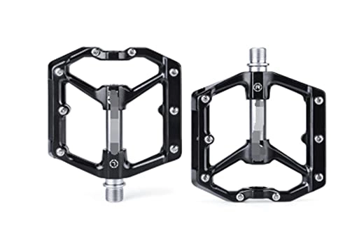 Mountain Bike Pedal : JINGHUI PENGSTOR CX930 Road Mountain Bike Bicycle Cycling Wide Flat Pedal Aluminium Alloy 3 Sealed Bearings Removable Antiskid Cleats (Color : Black Silver)
