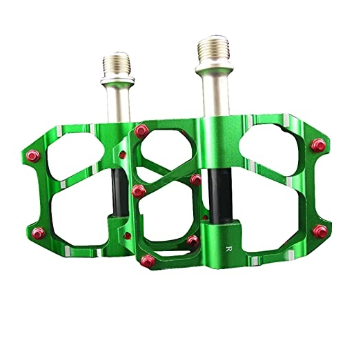 Mountain Bike Pedal : JINSP Bicycle pedals, A pair of bicycle pedals, mountain bike bearing pedals, titanium aluminum alloy pedals road bicycle pedals. (Color : Green)