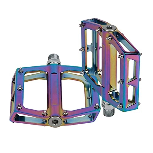 Mountain Bike Pedal : JINSP Bicycle pedals, A pair of bicycle pedals, mountain bike universal accessories, aluminum pedals, colorful road bicycle pedals.