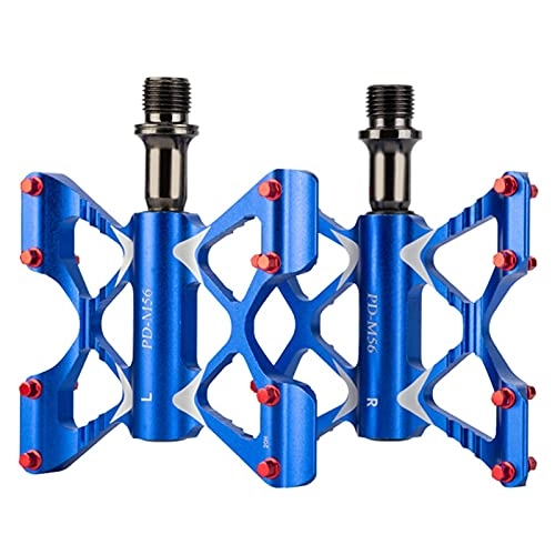Mountain Bike Pedal : JINSP Bicycle pedals, A pair of ultra-light aluminum alloy axle bicycle pedal mountain bike pedal road bike pedal road bicycle pedals. (Color : Blue)