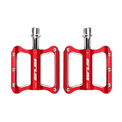 Mountain Bike Pedal : JIUYUE Aluminum Alloy Mountain Bike MTB Pedals Road Cycling DU Sealed Bearing Bicycle Pedals UltraLight Bike Pedal Parts Pedals Bike (Color : Red)