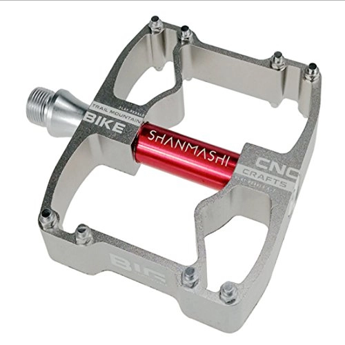 Mountain Bike Pedal : JOHNWU Mountain Bike Presence Pedals Non-slip Platform Bicycle Flavorless Alloy Non-Slip (Color : GRAY / RED)