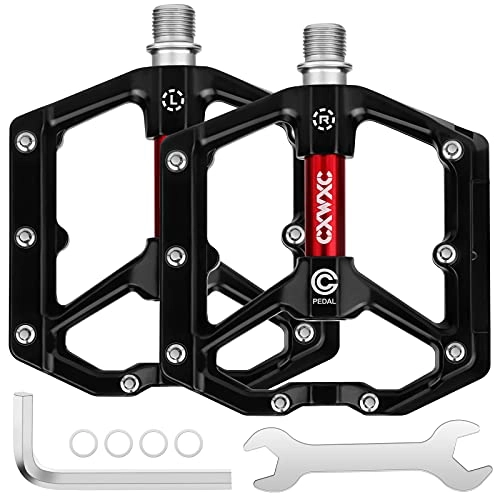 Mountain Bike Pedal : Joyhoop Bicycle Pedals Mountain Bike Road Bike Bicycle Pedals Flat Pedals MTB BMX Ultralight Aluminium Alloy Platform and 3 Sealed Bearings Non-Slip Trekking Pedals 9 / 16 Inch Spindle Pedals