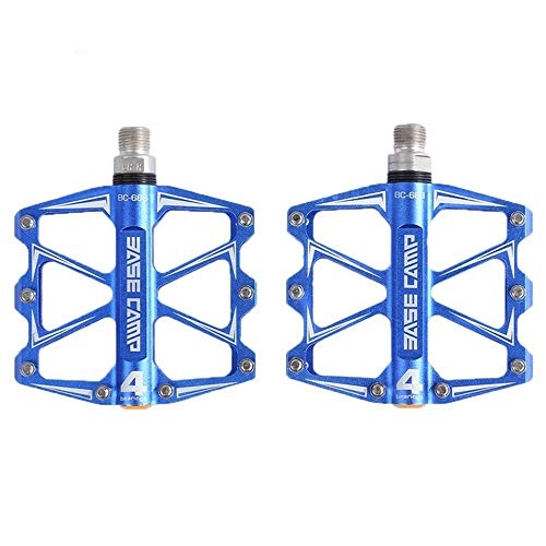 Mountain Bike Pedal : JSX 4 Bearings Ultralight Aluminum Bike Pedals, 9 / 16" Thread Spindle Non-Slip Aluminum Alloy Pedals for Road BMX MTB Fixie Bikes, Blue