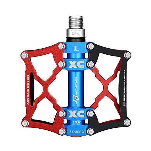 Mountain Bike Pedal : JSX CNC Aluminium Alloy Cycling Pedals, 2 Bearings Ultralight Anti-Slip Mountain Bicycle Pedals for Road BMX MTB Fixie Bikes Flat Bike, Red
