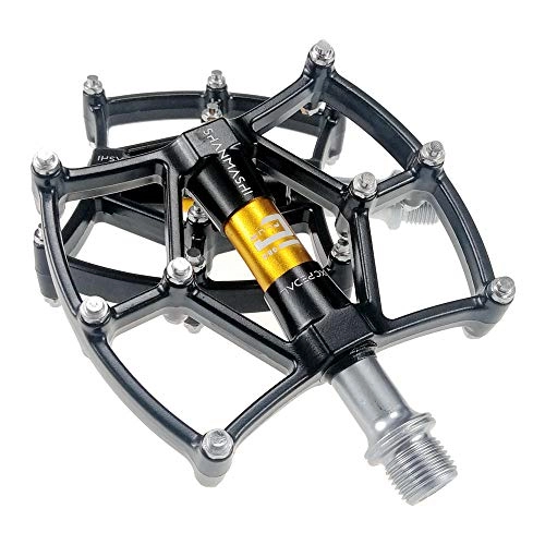 Mountain Bike Pedal : Jtoony Bike Pedals Mountain Bike Pedals 1 Pair Aluminum Alloy Antiskid Durable Bike Pedals Surface For Road BMX MTB Bike 4 Colors (SMS-082 PLUS) Bicycle Pedals (Color : Gold)