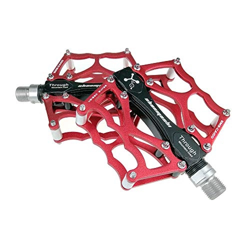 Mountain Bike Pedal : Jtoony Bike Pedals Mountain Bike Pedals 1 Pair Aluminum Alloy Antiskid Durable Bike Pedals Surface For Road BMX MTB Bike 8 Colors (SMS-CA100) Bicycle Pedals (Color : Red)