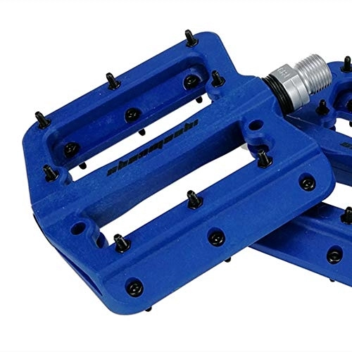 Mountain Bike Pedal : JTRHD Mountain Bike Flat Pedals Durable Mountain Bike Flat Cycling Road Bike Pedals Fit Most Adult Bike Anti-Slip Pins Surface (Color : Blue, Size : 100x98x20mm)