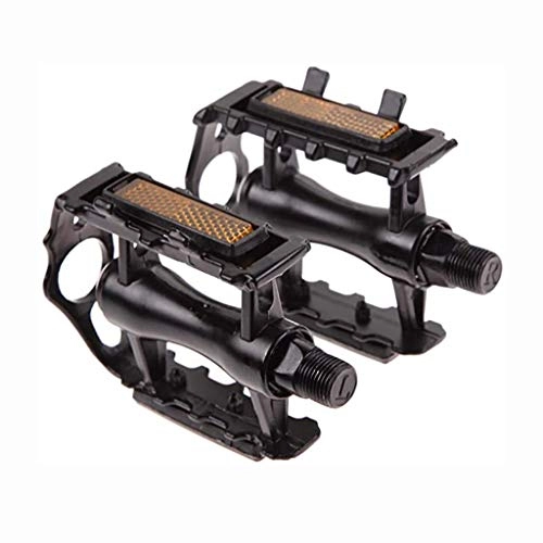 Mountain Bike Pedal : JTSYUXN 1 Pair Bike Pedal Mountain Bicycles Pedals Flat Aluminum Alloy Non-Slip Reflective Sealed Bearing Bicycles Pedal Metal Most Adult Bikes Mountain Road (Color : Black)