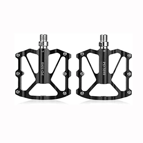 Mountain Bike Pedal : JTSYUXN Bike Pedals Lightweight Mountain Bike Pedals, 3 Bearing Composite 9 / 16 Bicycle Pedals High-Strength Non-Slip Aluminum Alloy Bicycle Flat Platform Pedal (Color : Black)