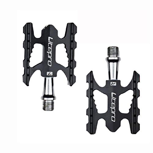 Mountain Bike Pedal : JTSYUXN Mountain Bike Pedals Lightweight Bicycle Cycling Pedals Aluminum Antiskid Bicycle Road Bike Hybrid Pedals for Mountain Bike Road Vehicles and Folding (Color : Black)