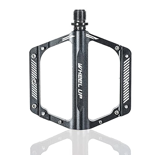 Mountain Bike Pedal : JTXQSI Bicycle Pedal, Bicycle Pedal Bearing Palin Mountain Bike Pedal Non-slip Pedal Cycling Equipment Accessories Metal Black Pedal (Color : Black)