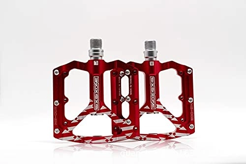 Mountain Bike Pedal : JTXQSI Bicycle Pedals, Cross-border Mountain Bike Pedals Ultra-light Aluminum Cross-country Bearing Pedals (Color : Red a pair)