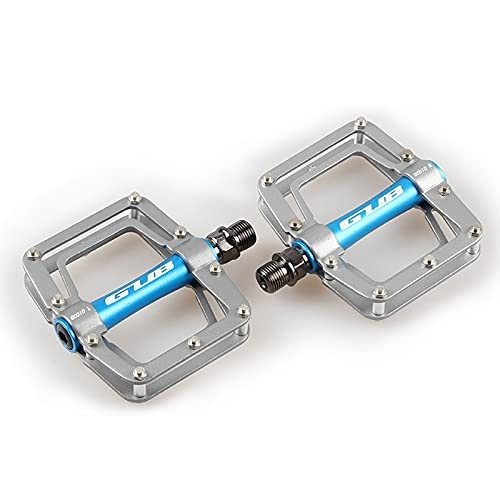 Mountain Bike Pedal : JTXQSI Mountain Bike Pedals, Sealed Bearing Bicycle Pedals, Aluminum Alloy Platform, Flat Axle Pedal Bicycle Parts (Color : Blue Grey)