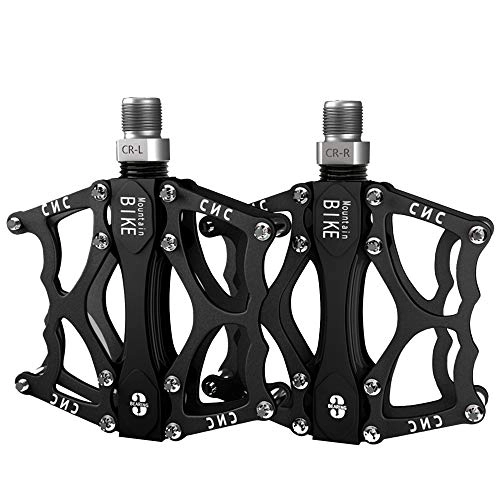 Mountain Bike Pedal : JYCDD Bike Pedals Mountain Road In-Mold CNC Machined Aluminum Alloy MTB Cycle Platform Pedal, Black