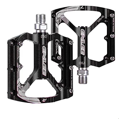 Mountain Bike Pedal : JZTOL Bicycle Pedal Mountain Bike Pedals, Ultralight Aluminum Alloy With 3 Sealed Lighter, Non-slip Trekking Pedals With Axle Diameter 9 / 16 Inch (Color : Black)