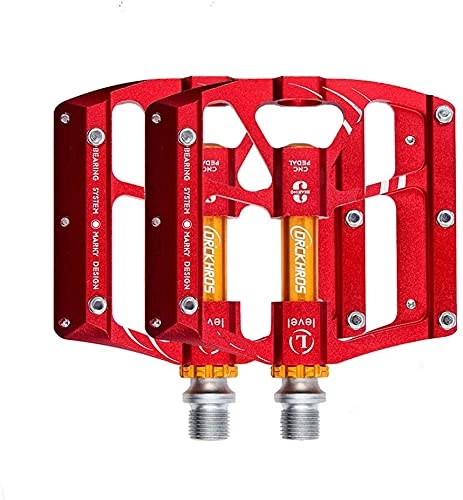 Mountain Bike Pedal : JZTOL Bike Pedals Aluminum Alloy Ultralight Bicycle Pedals With 3 Sealed Bearing (Red)