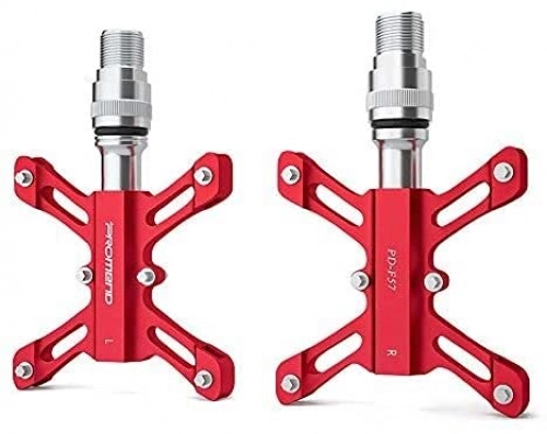 Mountain Bike Pedal : JZTOL MTB Bicycle Pedals CNC Aluminum Alloy Ultralight Road Bike Pedals 3 Bearing Folding Bike Pedal Bicycle Accessories (Color : Red)
