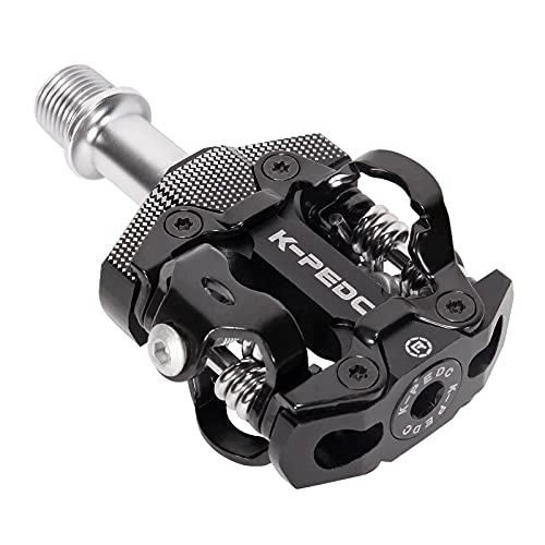 Mountain Bike Pedal : K PEDC MTB Mountain Bike Pedals with Dual Sided SPD Compatible Clipless Bicycle Pedals with 3 Sealed Bearing Lightweight Aluminum 9 / 16″ Platform Pedals for Road (Black 3 Bearings)