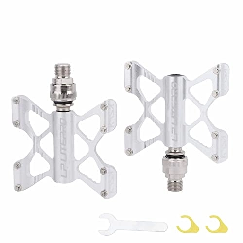Mountain Bike Pedal : KaAfaL Mountain Bike, 3 Bearing Composite Bicycle High-Strength Non-Slip Surface for Road Bikes Flat Bike pedal (Color : Silver)