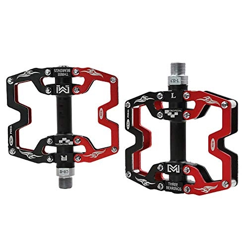 Mountain Bike Pedal : kaige Bike Pedals Platform Mountain Bicycle Road Cycling BMX MTB Pedals Aluminum Alloy Cr-Mo Machined 3 Sealed Bearing Pedals 9 / 16" WKY (Color : Red)