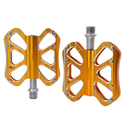 Mountain Bike Pedal : kaige Mountain Bike Pedals - Flatform MTB Pedals - Aluminium Cycling Sealed Bearing Pedals for BMX MTB 9 / 16" WKY (Color : Gold)