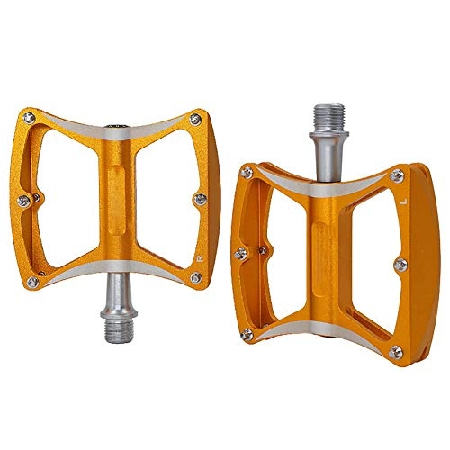 Mountain Bike Pedal : kaige Mountain Bike Pedals, MTB Road Bicycle Pedals Ultra Lightweight, Strong Colorful CNC Machined 9 / 16" Screw Thread Spindle Aluminium Alloy for Outdoor Riding WKY (Color : Gold)