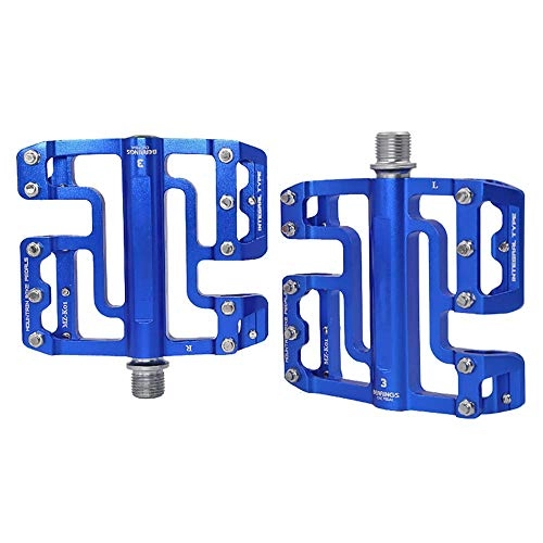 Mountain Bike Pedal : kaige MTB BMX Road Mountain Bike Bicycle Platform Pedals Flat Alloy Sealed Bearing 9 / 16" inch WKY (Color : Blue)