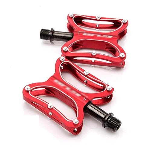 Mountain Bike Pedal : kaige Palin Bearing Mountain Bike Anti-skid Ultralight Flat Wide Pedal Bicycle Parts WKY (Color : Red)
