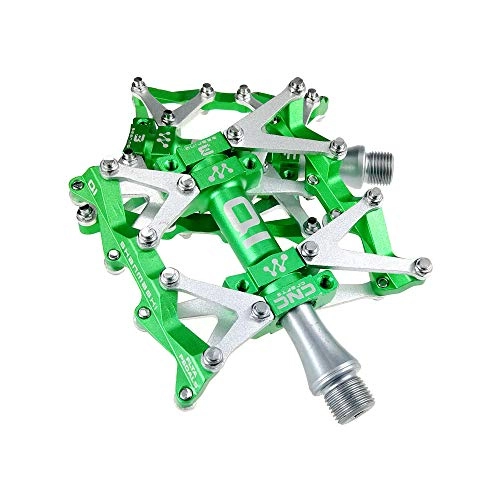 Mountain Bike Pedal : KANGJIABAOBAO Bicycle Pedal Outdoor Fashion Mountain Bike Pedals 1 Pair Aluminum Alloy Antiskid Durable Bike Pedals Surface For Road BMX MTB Bike 5 Colors (Q1) Bike Pedals, (Color : Green)