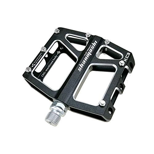 Mountain Bike Pedal : KANGJIABAOBAO Bicycle Pedal Outdoor Fashion Mountain Bike Pedals 1 Pair Aluminum Alloy Antiskid Durable Bike Pedals Surface For Road BMX MTB Bike 6 Colors (KC3) Bike Pedals, (Color : Black)
