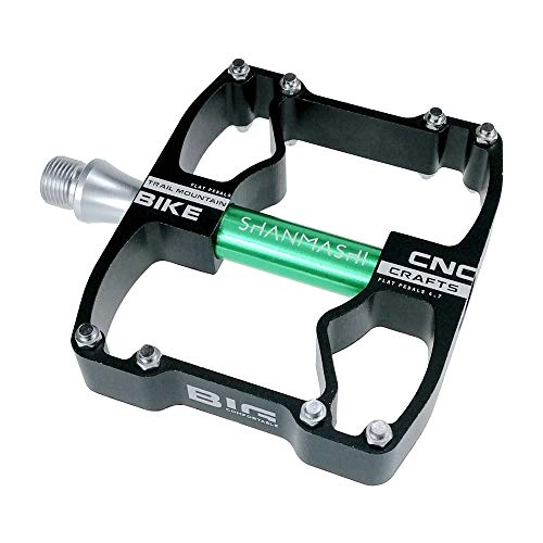 Mountain Bike Pedal : KANGJIABAOBAO Bicycle Pedal Outdoor Fashion Mountain Bike Pedals 1 Pair Aluminum Alloy Antiskid Durable Bike Pedals Surface For Road BMX MTB Bike 6 Colors (SMS-4.7) Bike Pedals, (Color : Black green)