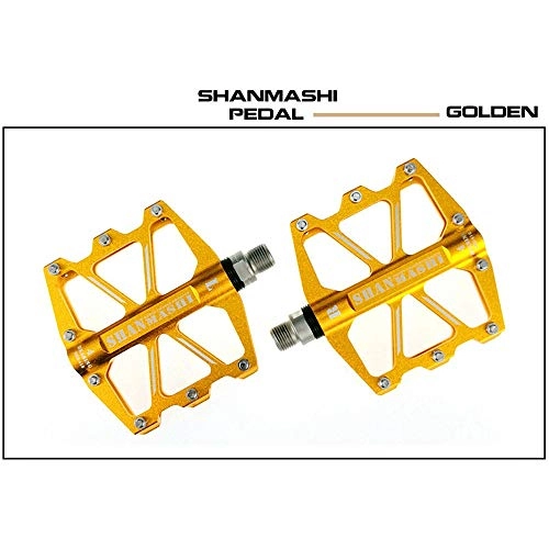 Mountain Bike Pedal : KANGJIABAOBAO Bicycle Pedal Outdoor Fashion Mountain Bike Pedals 1 Pair Aluminum Alloy Antiskid Durable Bike Pedals Surface For Road BMX MTB Bike 6 Colors (SMS-418) Bike Pedals, (Color : Gold)
