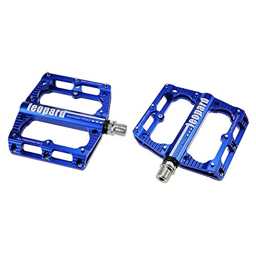 Mountain Bike Pedal : KANGJIABAOBAO Bicycle Pedal Outdoor Fashion Mountain Bike Pedals 1 Pair Aluminum Alloy Antiskid Durable Bike Pedals Surface For Road BMX MTB Bike 6 Colors (SMS-leoprard) Bike Pedals, (Color : Blue)