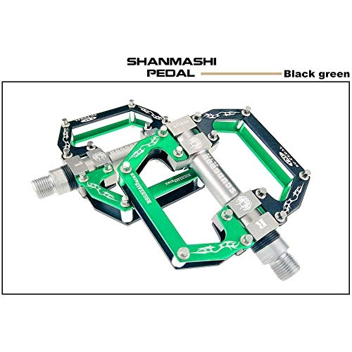 Mountain Bike Pedal : KANGJIABAOBAO Bicycle Pedal Outdoor Fashion Mountain Bike Pedals 1 Pair Aluminum Alloy Antiskid Durable Bike Pedals Surface For Road BMX MTB Bike 7 Colors (SG-12S) Bike Pedals, (Color : Black green)