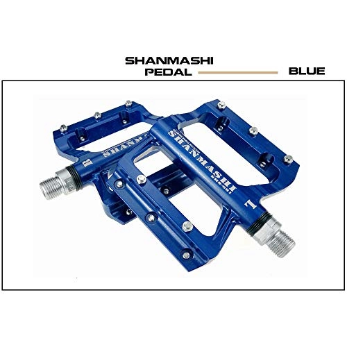 Mountain Bike Pedal : KANGJIABAOBAO Bicycle Pedal Outdoor Fashion Mountain Bike Pedals 1 Pair Aluminum Alloy Antiskid Durable Bike Pedals Surface For Road BMX MTB Bike Black Blue (SMS-081) Bike Pedals, (Color : Blue)