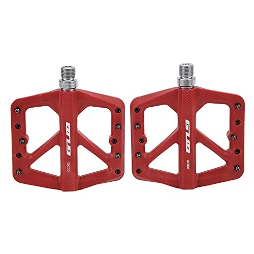 Mountain Bike Pedal : Keenso Mountain Bike Pedals, 1 Pair MTB Bike Pedals Bicycle Self‑lubricating Bearing Pedals Cycling Platform Flat Pedals with 5 Anti‑skid Nails Red Bicycles and Spare Parts