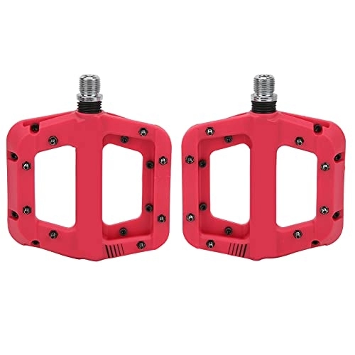 Mountain Bike Pedal : Keenso Mountain Bike Pedals, 1 Pair Nylon Fiber MTB Bike Pedals Bicycle Platform Flat Pedal Cycling Non-slip Pedals Replacement Red for Mountain Bike, Road Bike, Folding Bike Bicycles and Spare Parts