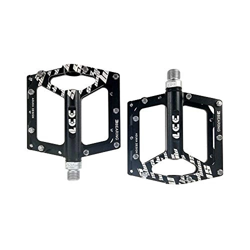 Mountain Bike Pedal : Keliour Bike Pedals Mountain Bike Pedals 1 Pair Aluminum Alloy Antiskid Durable Bike Pedals Surface For Road Bike 4 Colors (SMS-337) for BMX MTB and Road Bike (Color : Black)