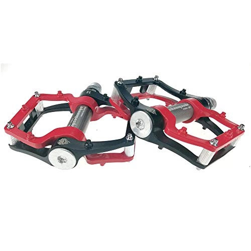 Mountain Bike Pedal : Keliour Bike Pedals Mountain Bike Pedals 1 Pair Aluminum Alloy Antiskid Durable Bike Pedals Surface For Road MTB Bike 5 Colors (SMS-181) for BMX MTB and Road Bike (Color : Black red)