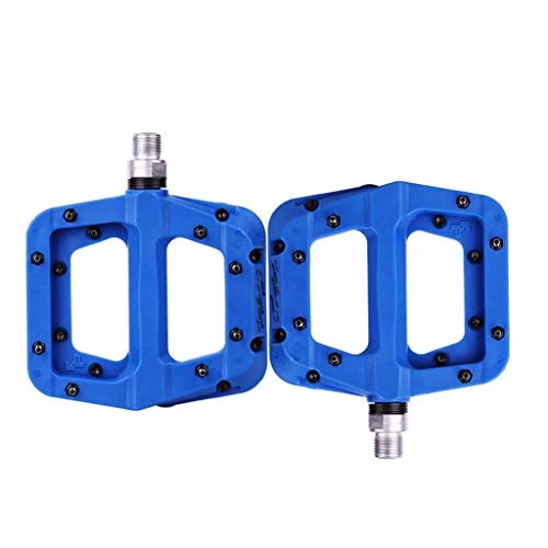 Mountain Bike Pedal : KELITE Bicycle Pedals, Mountain Bike Pedals Bearing Nylon Fiber Tread Non-slip Durable Bicycle Accessories and Equipment-1 Pair (Color : Blue)