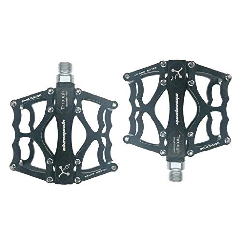 Mountain Bike Pedal : KELITE Bike Pedals Mountain Road In-Mold CNC Aluminum Alloy 3 Bearing 9 / 16 High-Strength Non-Slip Cycle Platform Pedal 1 Pair (Color : Black)