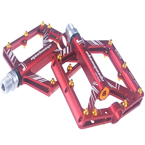 Mountain Bike Pedal : KERVINFENDRIYUN YY4 Mountain Bike Pedal Wide 8 Bearing Pedal Aluminum Road Bike Pedal Fixed Gear Bicycle Pedal (Color : Red)