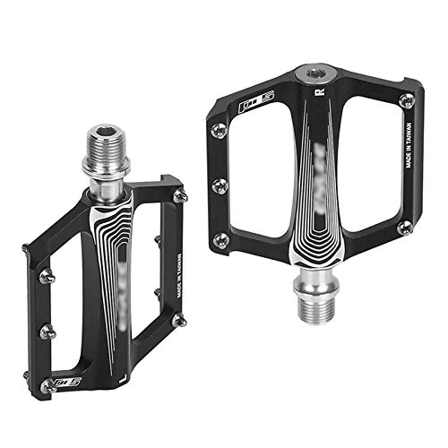 Mountain Bike Pedal : KJRJKX Bicycle Pedal, Folding Bicycle Pedals Aluminium Alloy Flat Bicycle Platform Pedals Anti-skid Mountain MTB Bike Pedals Cycling Road Pedals (Color : Black)