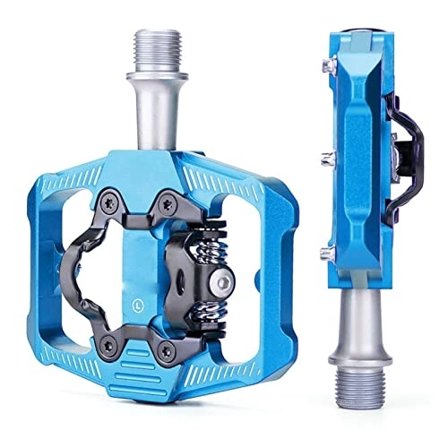 Mountain Bike Pedal : KLYSO Bike Pedal SPD Mountain Bike Clipless Pedals Aluminum Alloy Bicycle Pedals Dual Platform For MTB Mountain Bike Road Bike (Color : Blue)
