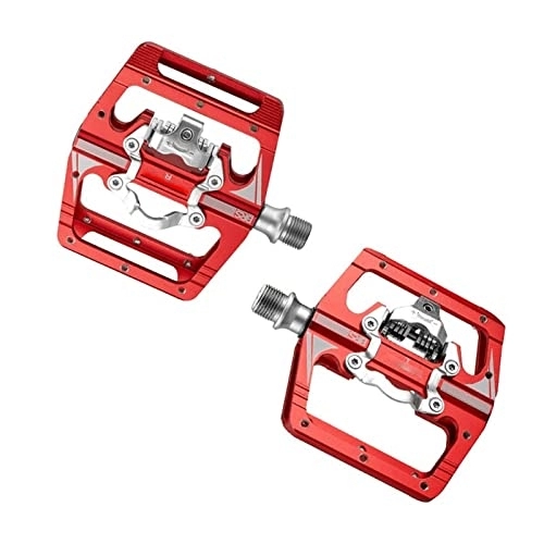 Mountain Bike Pedal : KLYSO Pedal For Bike Clips Automatic Pedal Platform Mountain Bike Hybrid Pedal Dual Function (Color : Red)