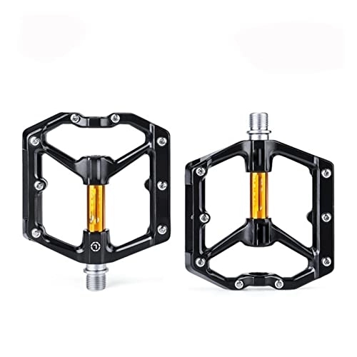 Mountain Bike Pedal : KLYSO Pedals Bicycle Aluminum Pedal Mountain Urban BMX Road Parts Sealed Bearing Flat Platform All-round Pedals Bike Accessories (Color : Black golden)