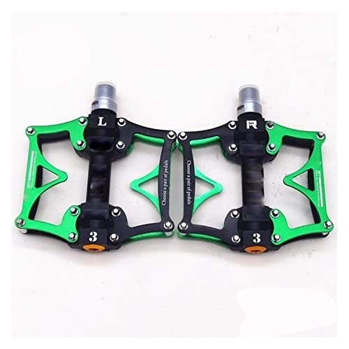 Mountain Bike Pedal : KLYSO Wide Flat Mountain Road Cycling Bicycle Bike Pedal 3 Sealed Bearings 9 / 16 MTB BMX Pedals 5 Colors Available (Color : Green)