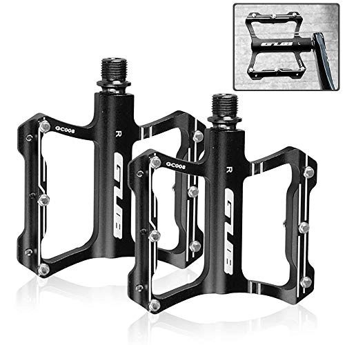 Mountain Bike Pedal : KOBWA Bicycle Pedals Bearing Bike Pedals Chrome-molybdenum Steel Mountain Bike Pedals BMX Cycling Pedals - Shiny Cool Grey / Red / Black